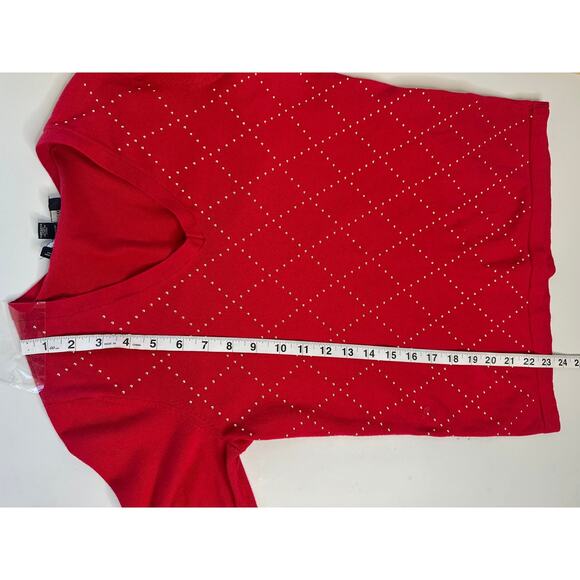 Tommy Hilfiger Red V-Neck Sweater with Gold Bead Detail Winter Party Holidays S - Picture 5 of 6